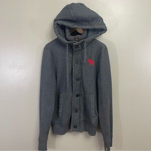 Abercrombie & Fitch Charcoal Hoodie with Red Emblem